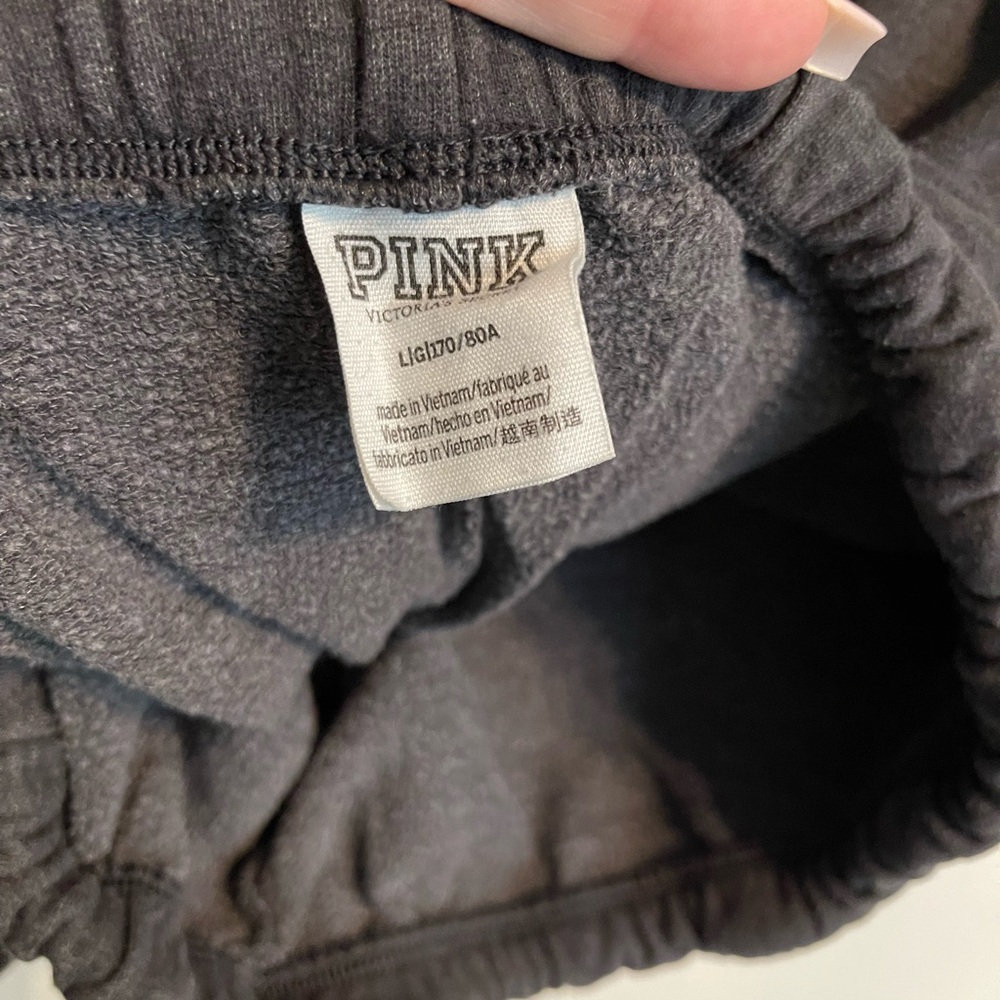 PINK Victoria's Secret charcoal grey joggers with White Logo - Picture 3 of 3